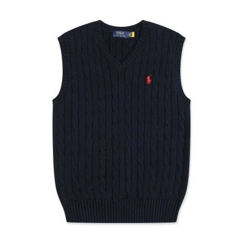 Polo Ralph Lauren Cable Knit V-Neck Vest Black - 8