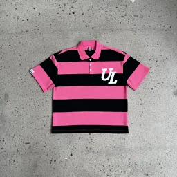 thumbnail for TL - Pink-black striped polo
