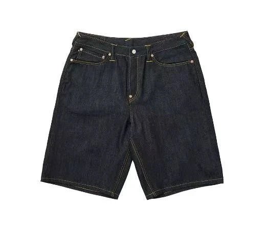 PA curved denim shorts