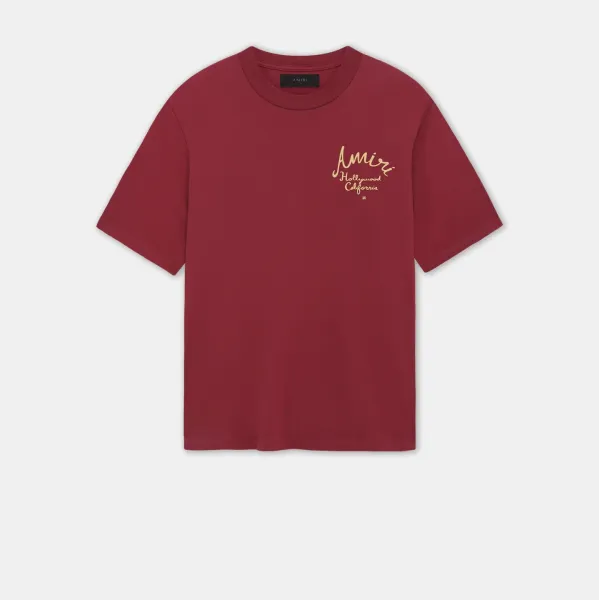 Amiri Hollywood California Burgundy T-Shirt - 1