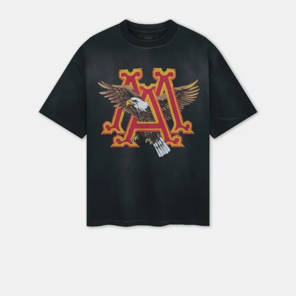 Amiri Eagle Logo Oversized T-Shirt Black - 1