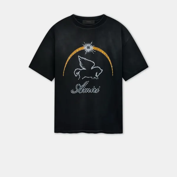 Amiri Pegasus Crystal-Embellished Black T-Shirt - 1