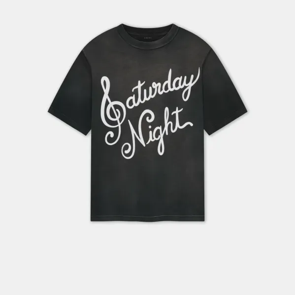 Amiri Saturday Night Graphic T-Shirt Black - 1