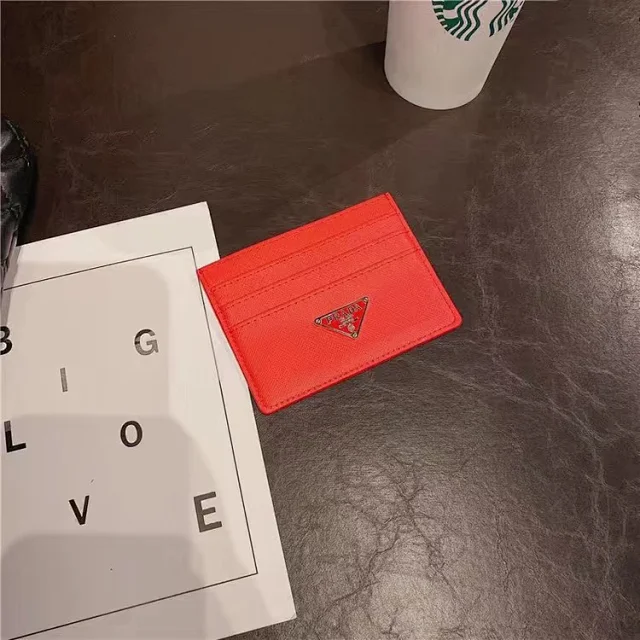 Prada Wallets & Card Holders Saffiano-textured holder with triangular logo plaque product detail image 15