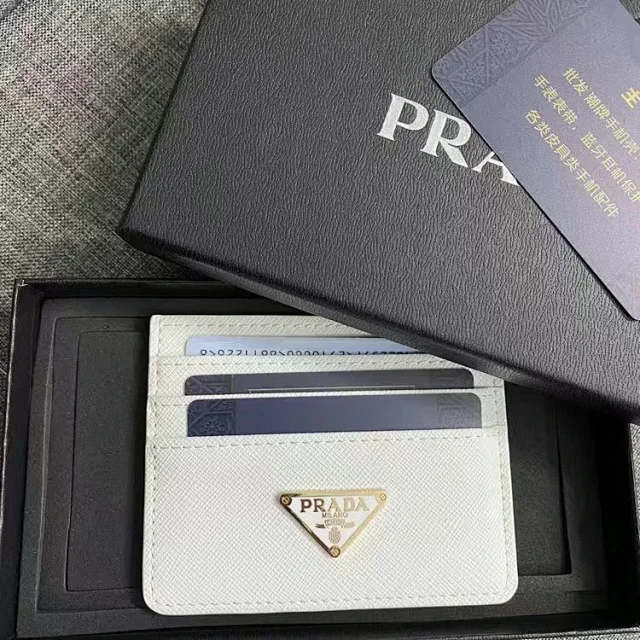 Prada Wallets & Card Holders Saffiano-textured holder with triangular logo plaque product detail image 10
