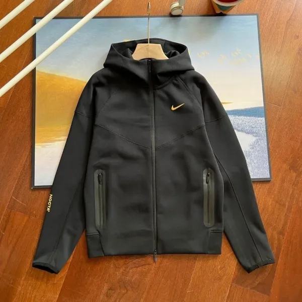 Nike Tech Fleece Hooded Jacket Black with Gold Swoosh - 5