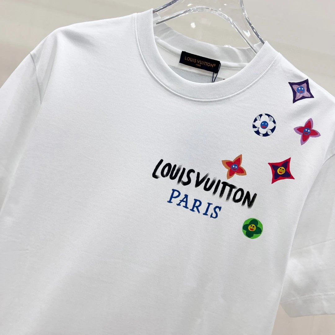 Louis Vuitton Multicolor Floral Embroidery T-Shirt White - 7