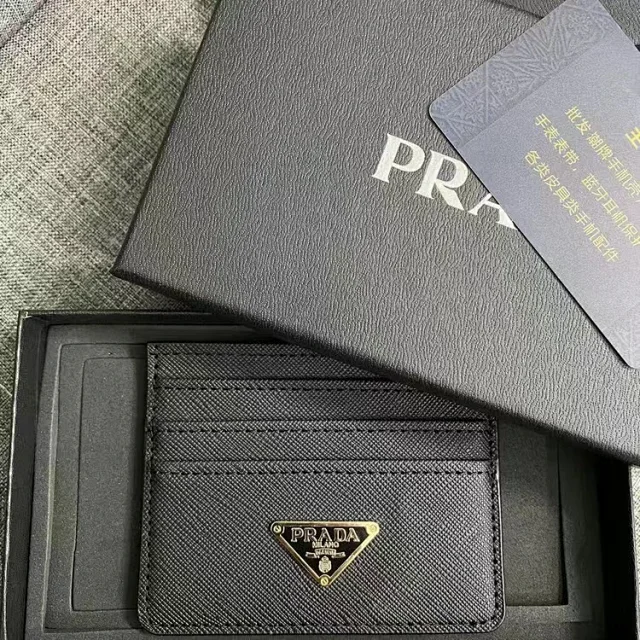 Prada Wallets & Card Holders Saffiano-textured holder with triangular logo plaque product detail image 9