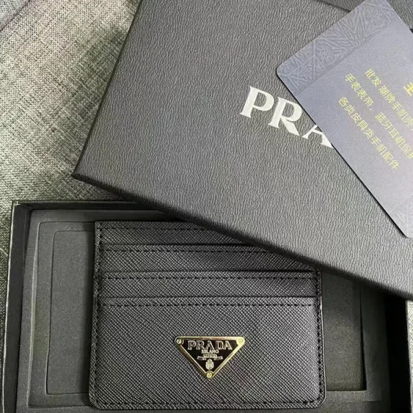 Prada Saffiano Leather Card Holder Black Wallet - 11