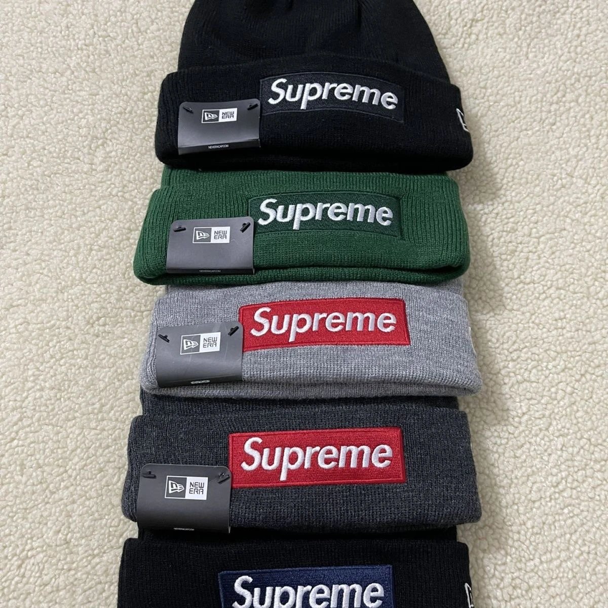 Supreme x New Era Box Logo Beanie Forest Green - 4
