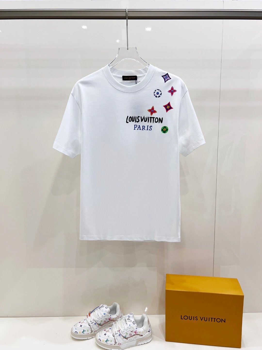 Louis Vuitton Multicolor Floral Embroidery T-Shirt White - 5