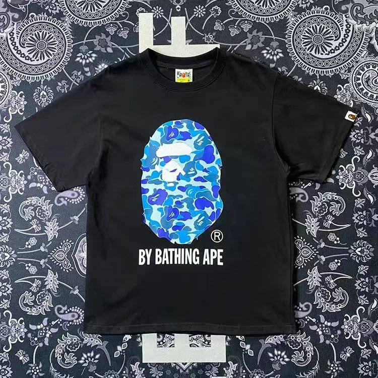 A Bathing Ape Blue Camo Bapesta Logo T-Shirt - 13