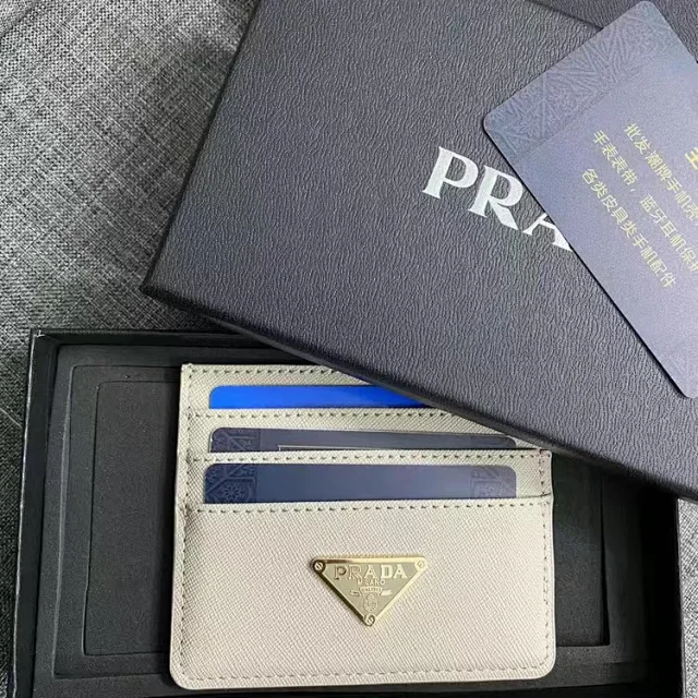 Prada Wallets & Card Holders Saffiano-textured holder with triangular logo plaque product detail image 12