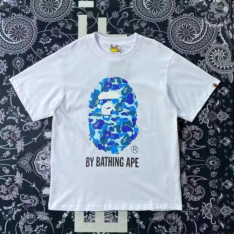 A Bathing Ape Blue Camo Bapesta Logo T-Shirt - 14