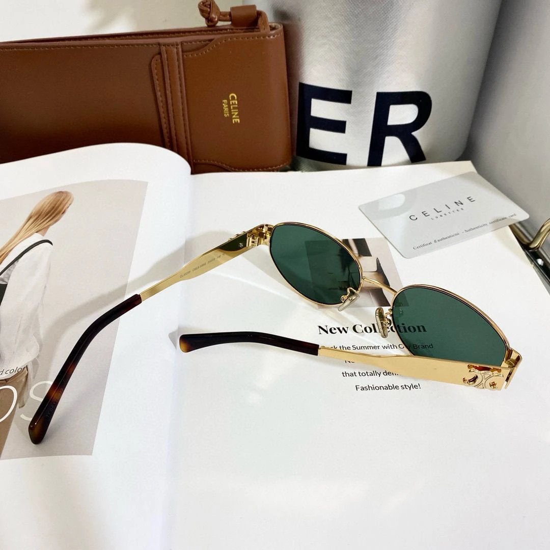 Celine Eyewear Oval Metal-Frame Sunglasses image 3