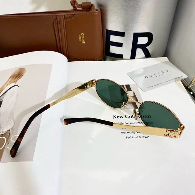 Celine Eyewear Oval Metal-Frame Sunglasses product detail image 4