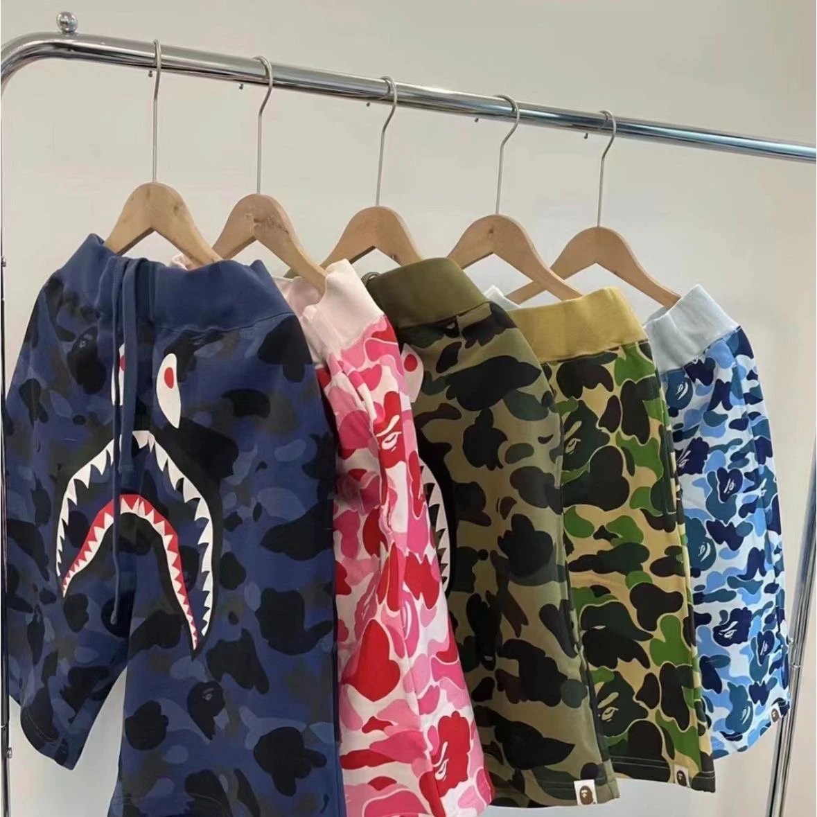 A Bathing Ape Shark Camo Blue Shorts - 6
