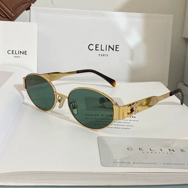 Celine Eyewear Oval Metal-Frame Sunglasses product detail image 2