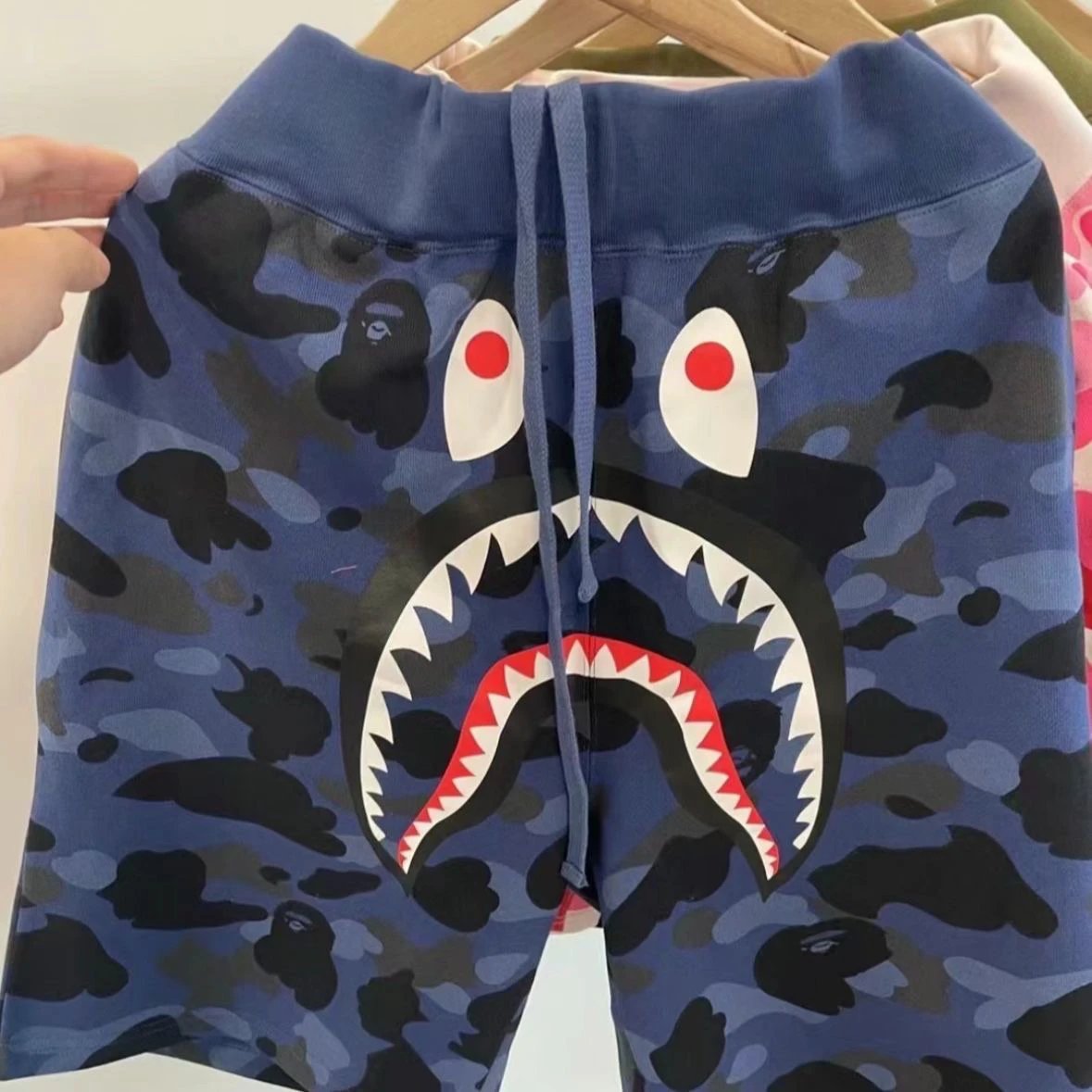 A Bathing Ape Shark Camo Blue Shorts - 9