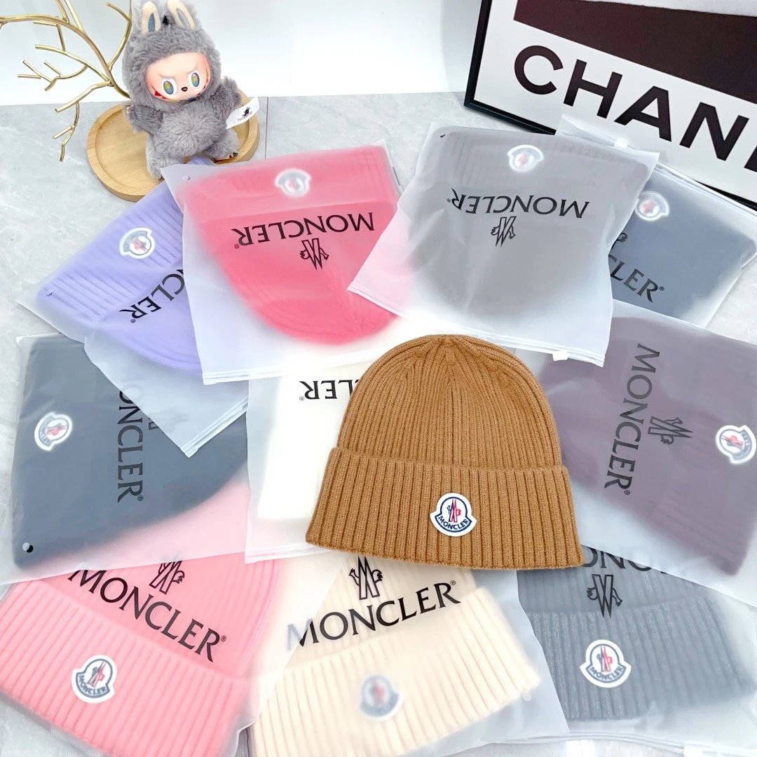 Moncler Hats Ribbed Knit Beanie with Logo Patch image 6