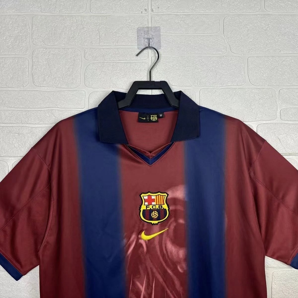 Nike FC Barcelona 2001-02 Home Jersey Burgundy and Navy Striped Polo product detail 2 in Litbuy spreadsheet finds