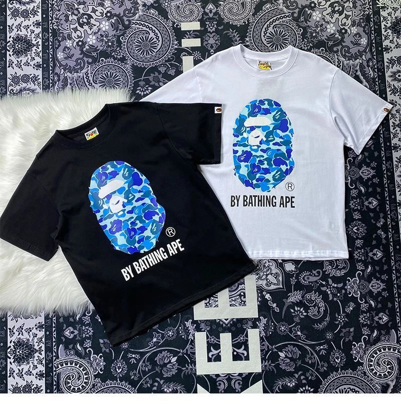 A Bathing Ape Blue Camo Bapesta Logo T-Shirt - 5