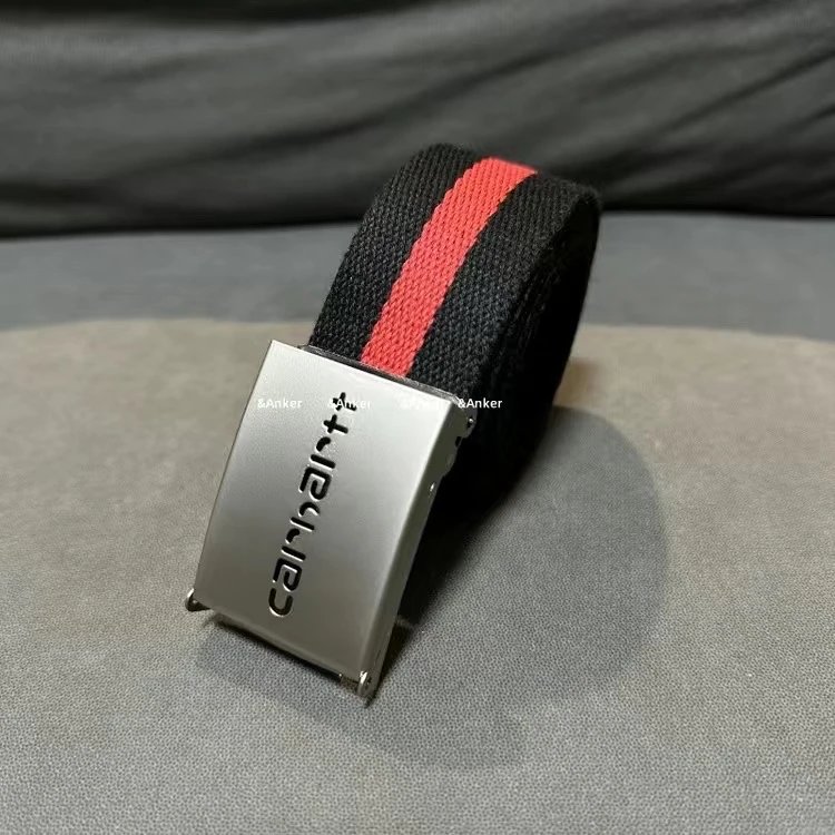 Carhartt WIP Canvas Belt Black Red Stripe Canvas Belt