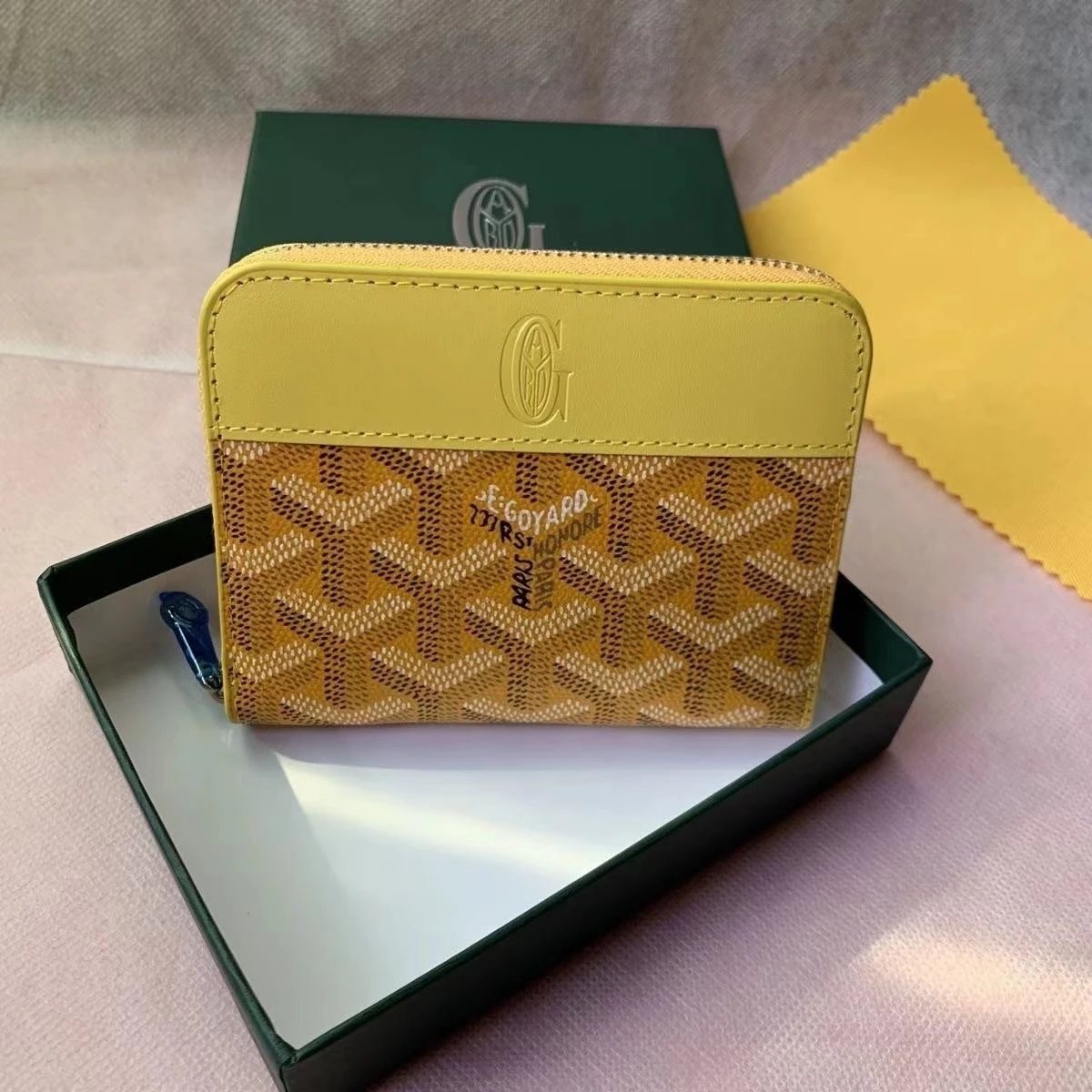 Goyard Saint Louis Mini Wallet Blue Chevron Pattern Short Wallet - 7