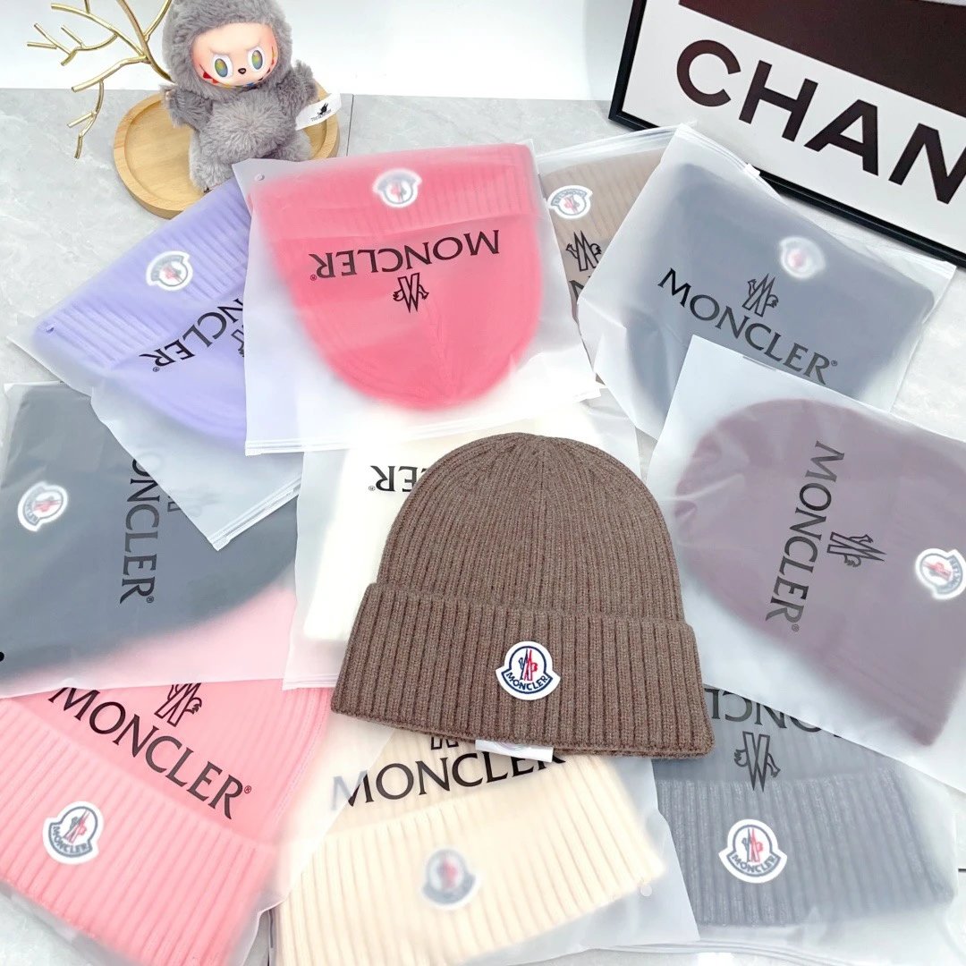 Moncler Hats Ribbed Knit Beanie with Logo Patch image 7
