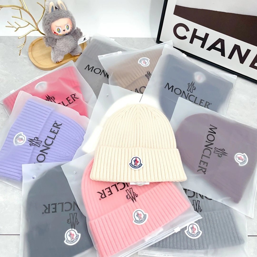 Moncler Hats Ribbed Knit Beanie with Logo Patch image 11