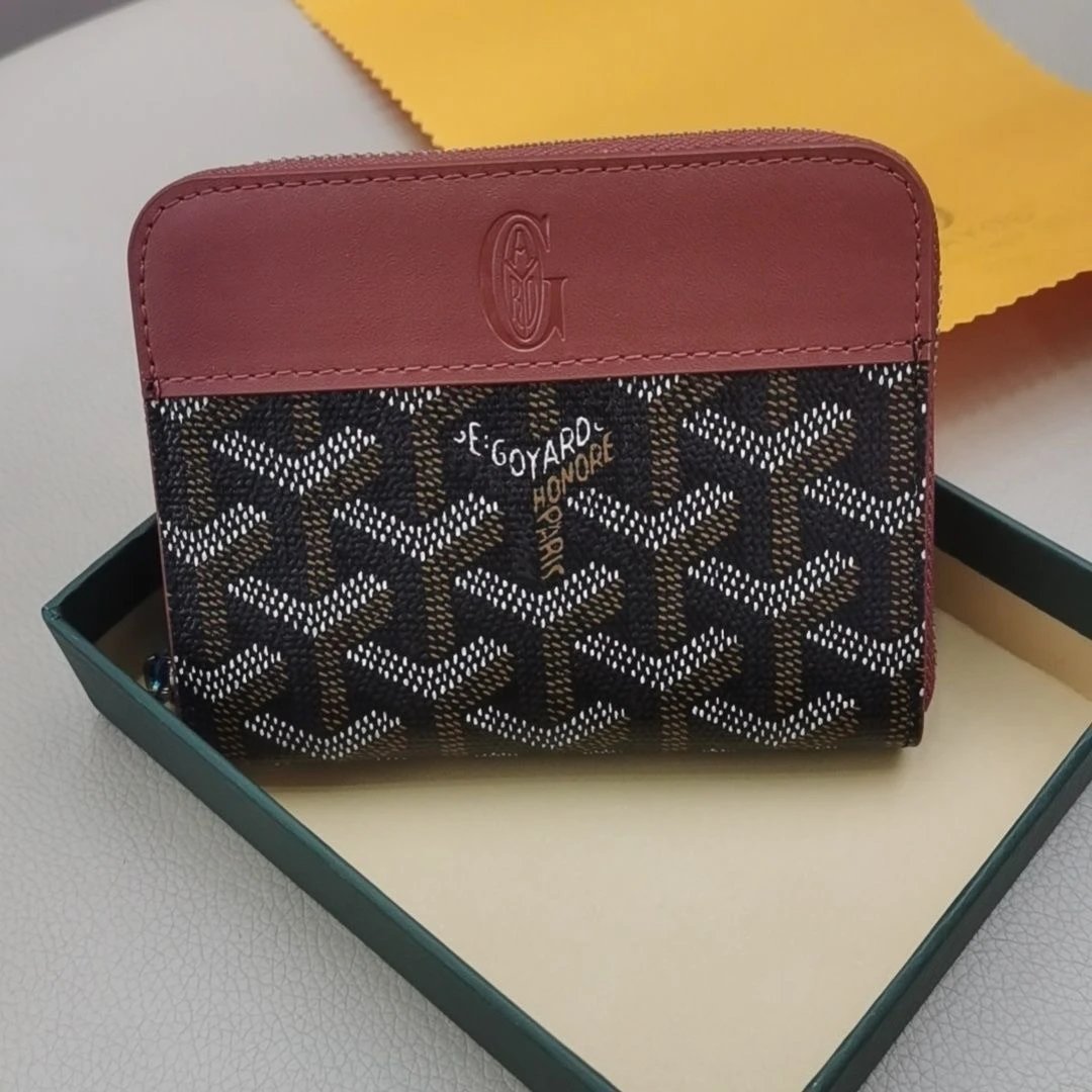 Goyard Saint Louis Mini Wallet Blue Chevron Pattern Short Wallet - 11