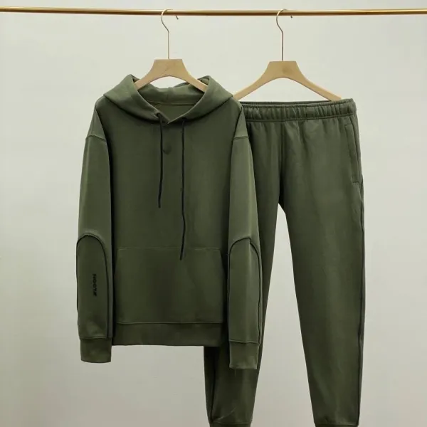 Hoodie x Sweatpants Set Army Green Tracksuit - 1