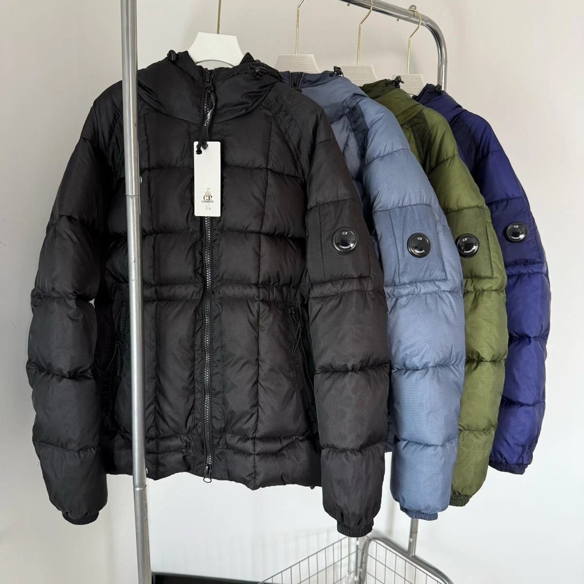 CP Company Grid Tech Down Jacket Navy Blue - 3