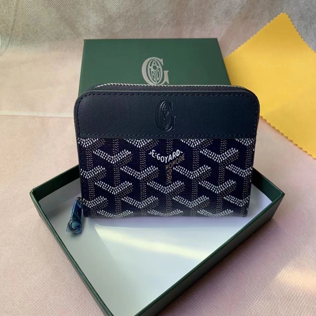 Goyard Saint Louis Mini Wallet Blue Chevron Pattern Short Wallet - 14