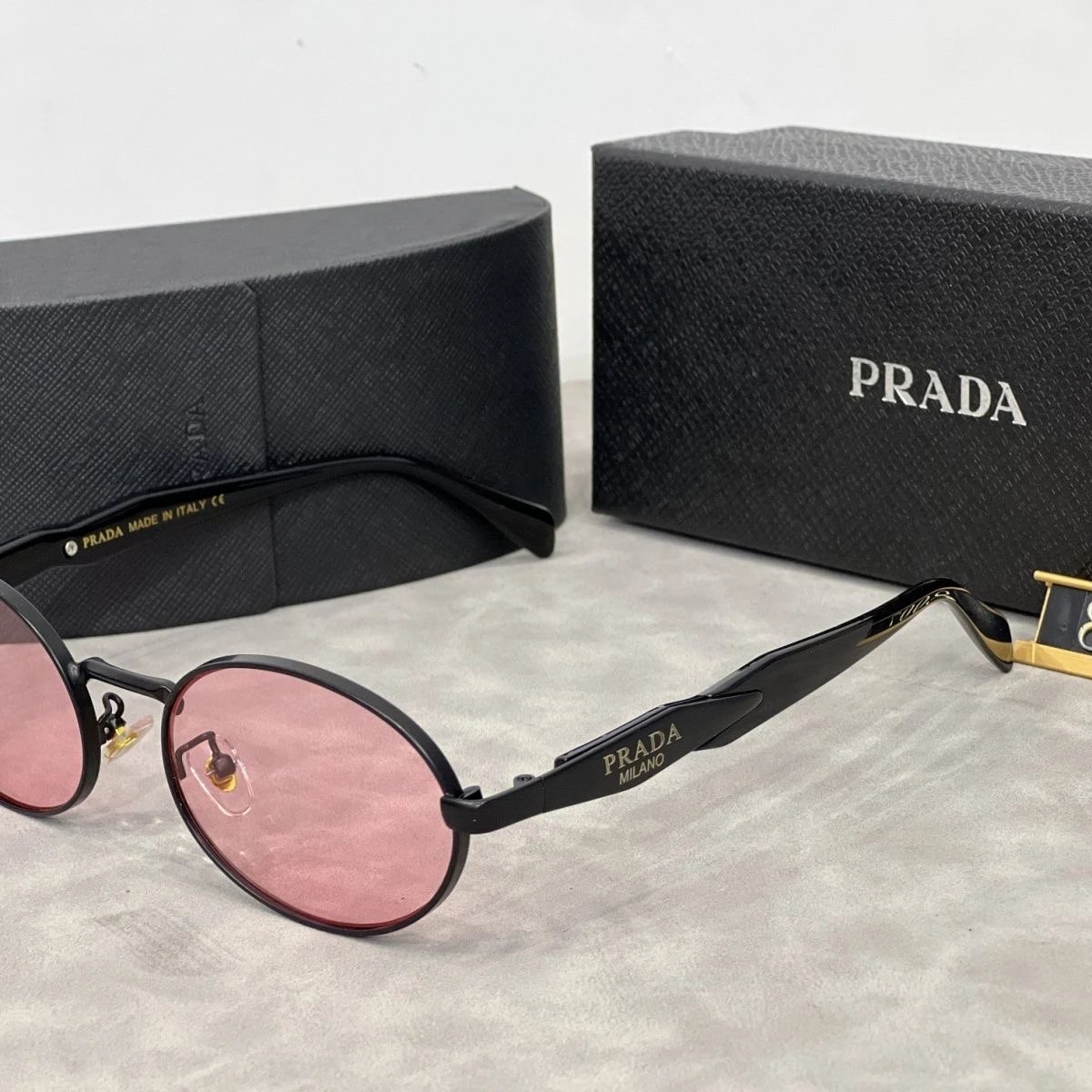 Prada Round Metal Frame Sunglasses Black Lens - 10