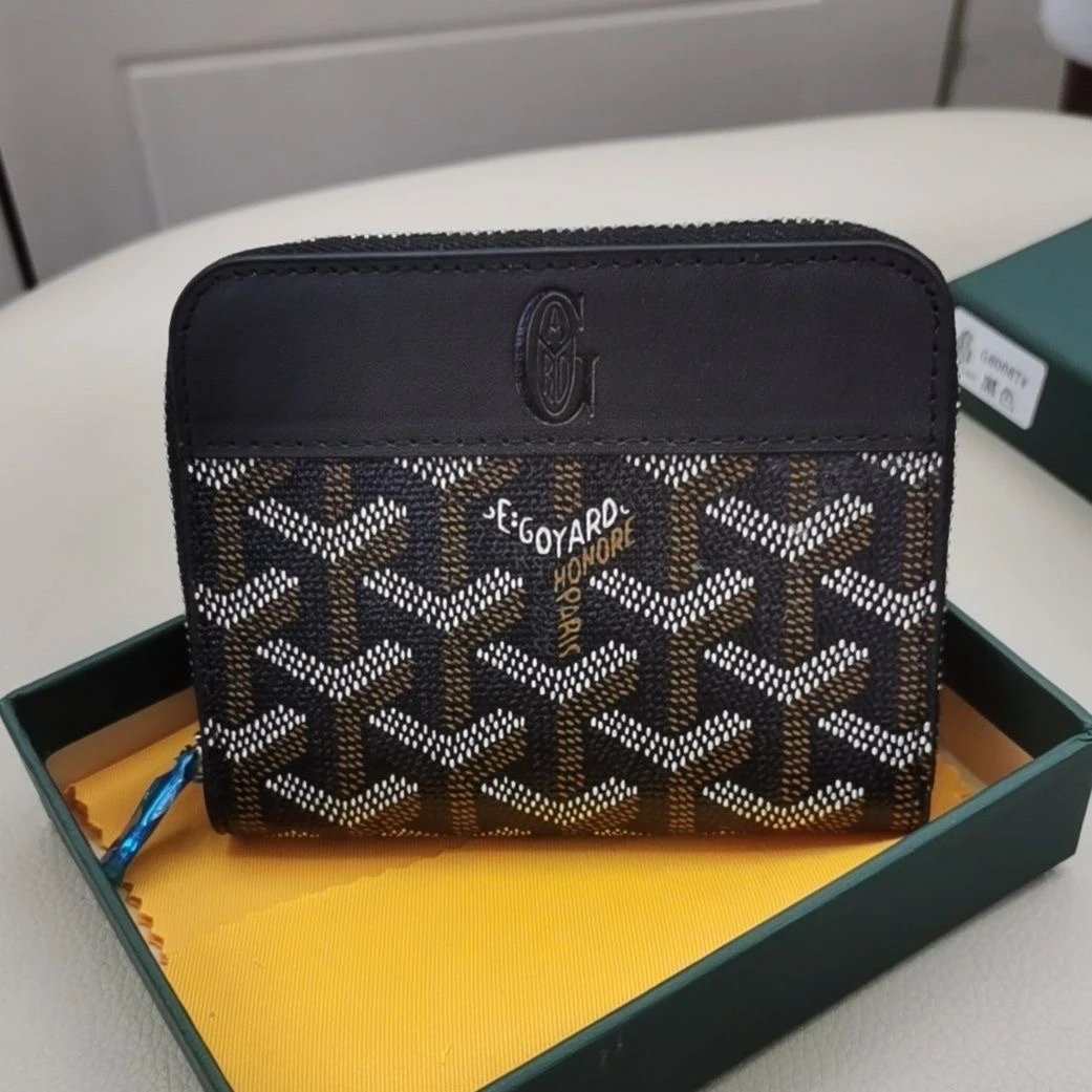 Goyard Saint Louis Mini Wallet Blue Chevron Pattern Short Wallet - 5