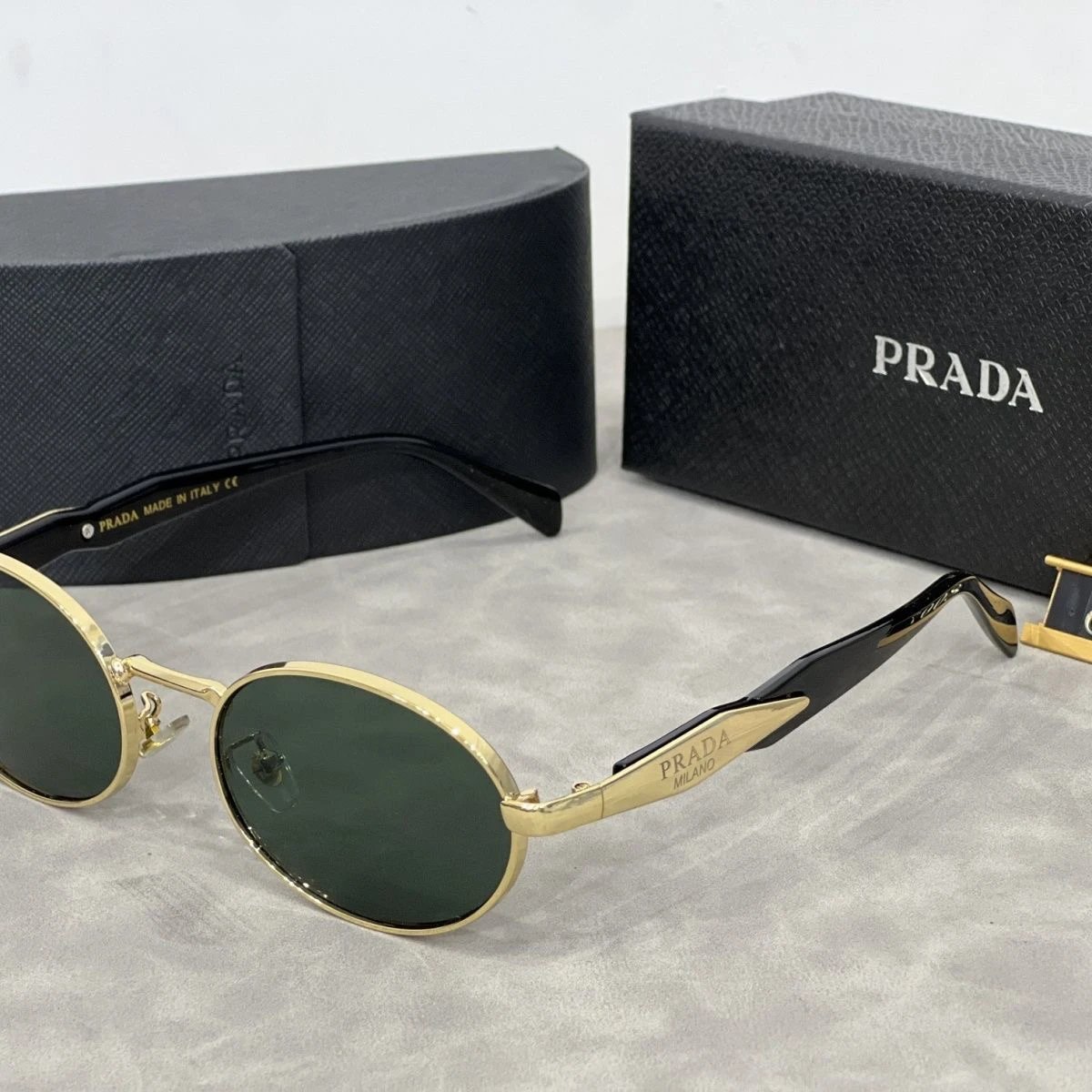Prada Round Metal Frame Sunglasses Black Lens - 8