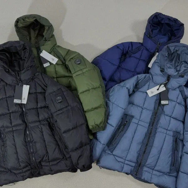 CP Company Grid Tech Down Jacket Navy Blue - 4