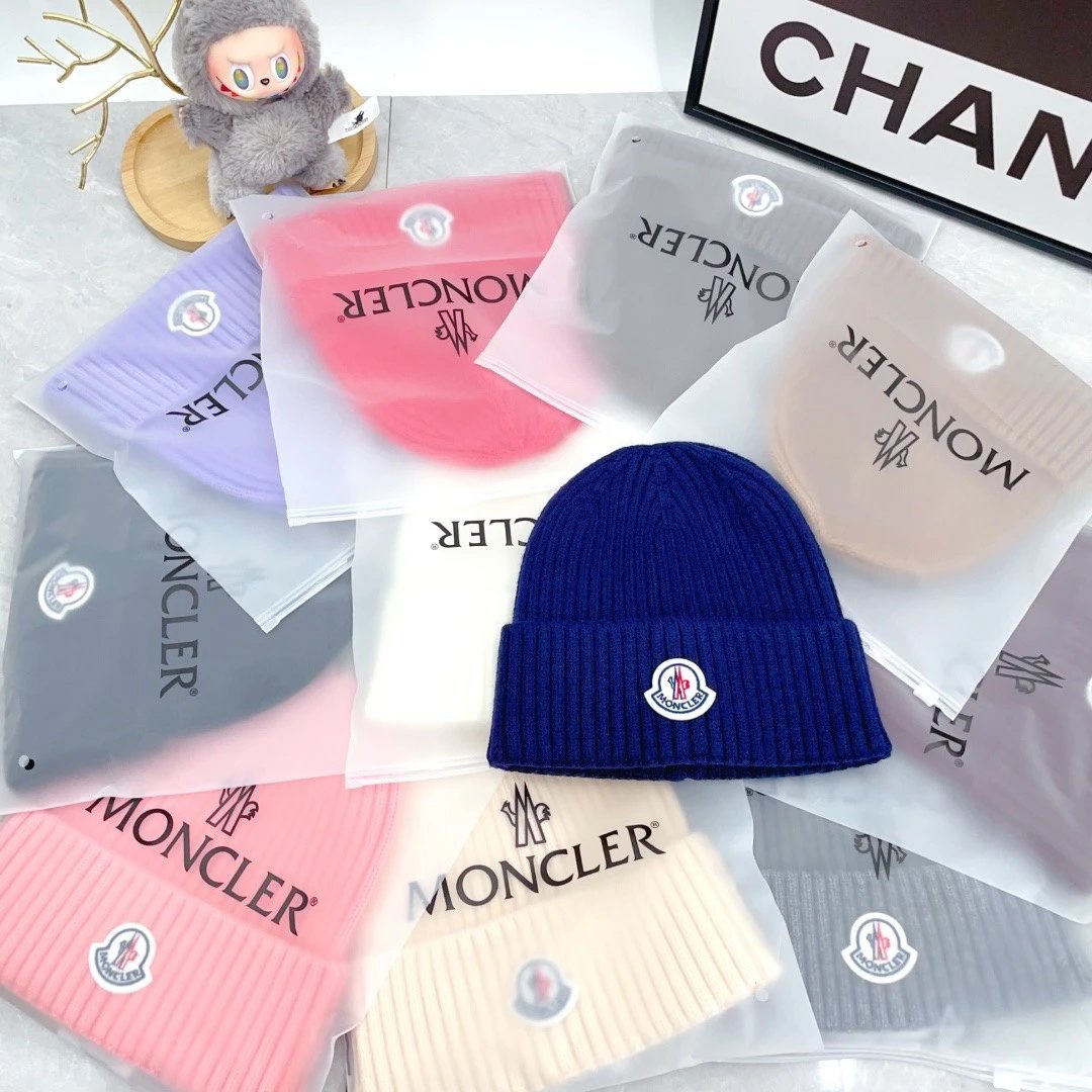 Moncler Hats Ribbed Knit Beanie with Logo Patch image 5