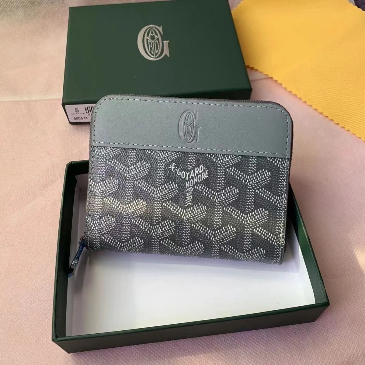 Goyard Saint Louis Mini Wallet Blue Chevron Pattern Short Wallet - 9
