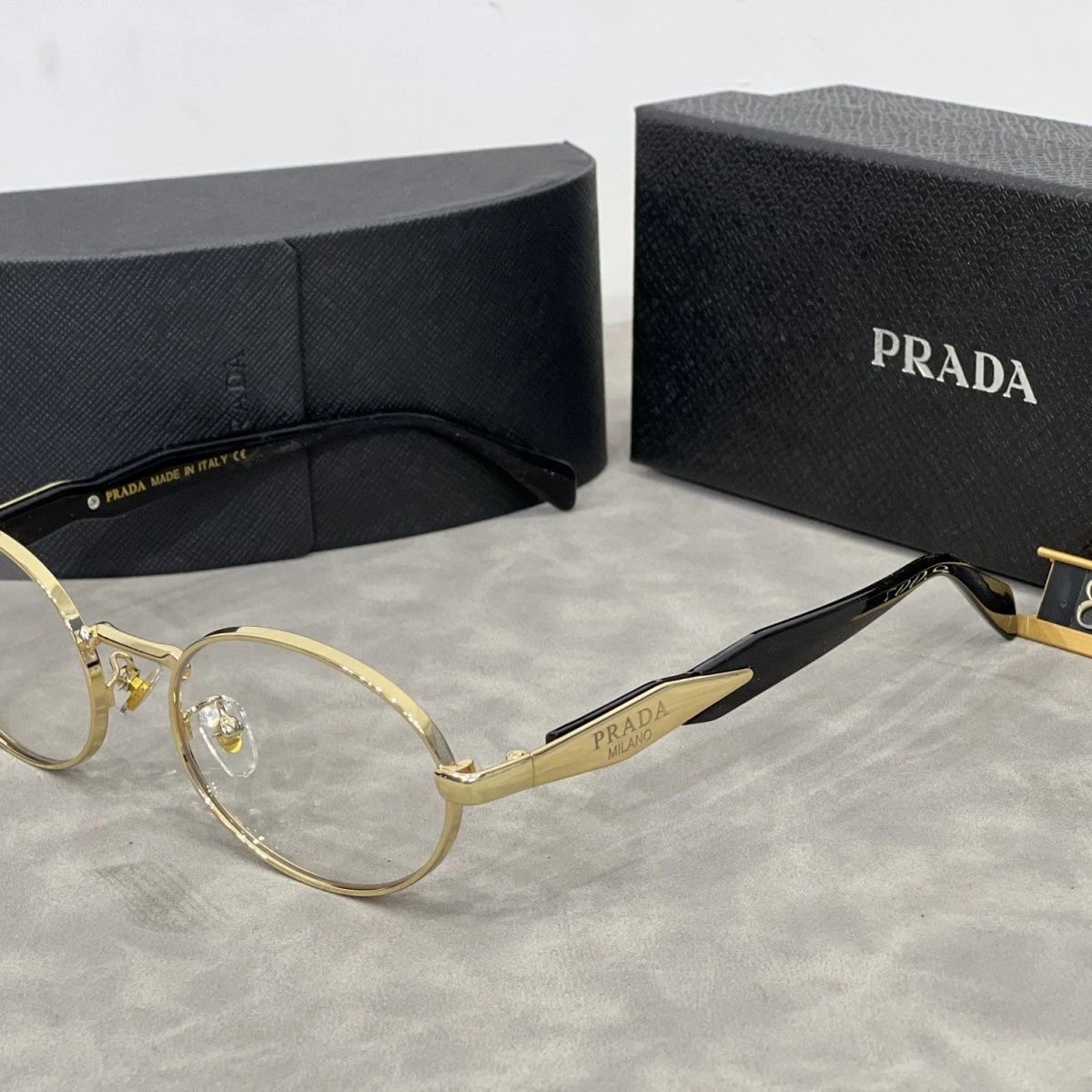 Prada Round Metal Frame Sunglasses Black Lens - 11