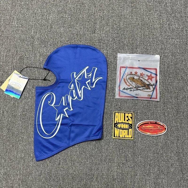 Corteiz x Autistic Research Mask Blue Balaclava with Stickers