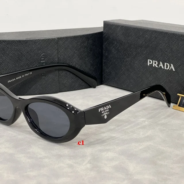 Prada Eyewear Thick-Frame Oval Sunglasses product detail image 7