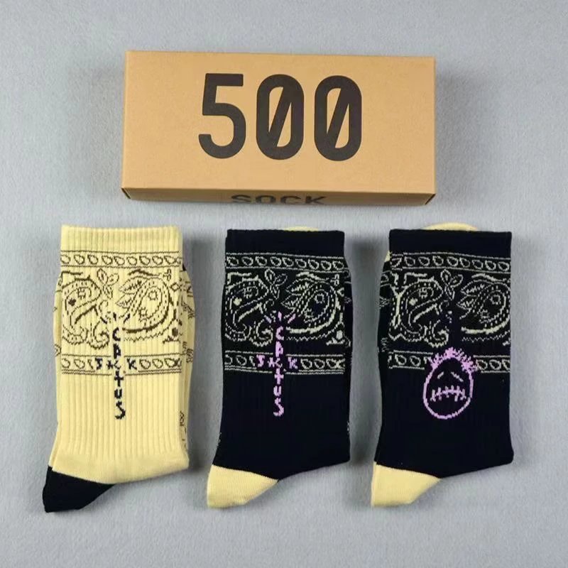 500 Bandana Print Socks Set - Black and White Socks - 16