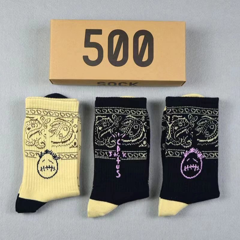 500 Bandana Print Socks Set - Black and White Socks - 14