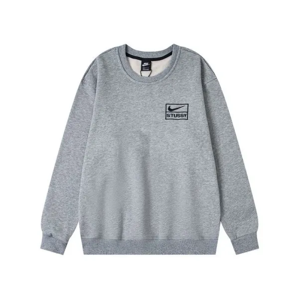 Nike x Stussy Box Logo Crewneck Sweatshirt Gray - 1