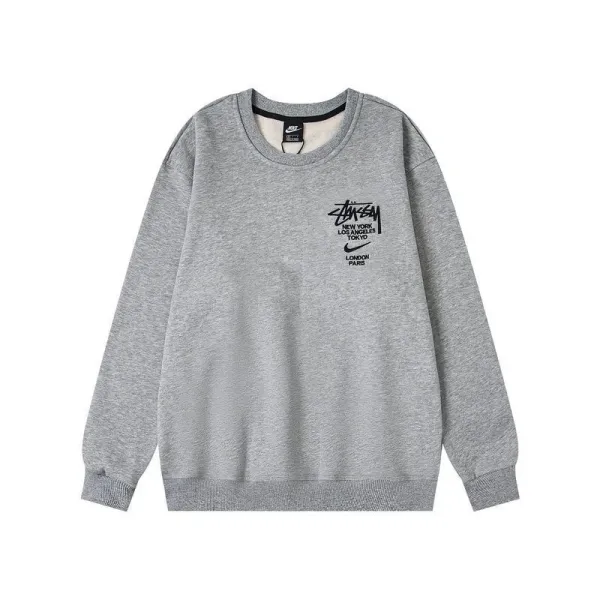 Stussy x Nike Collaboration Crewneck Sweatshirt Gray Hoodie - 1