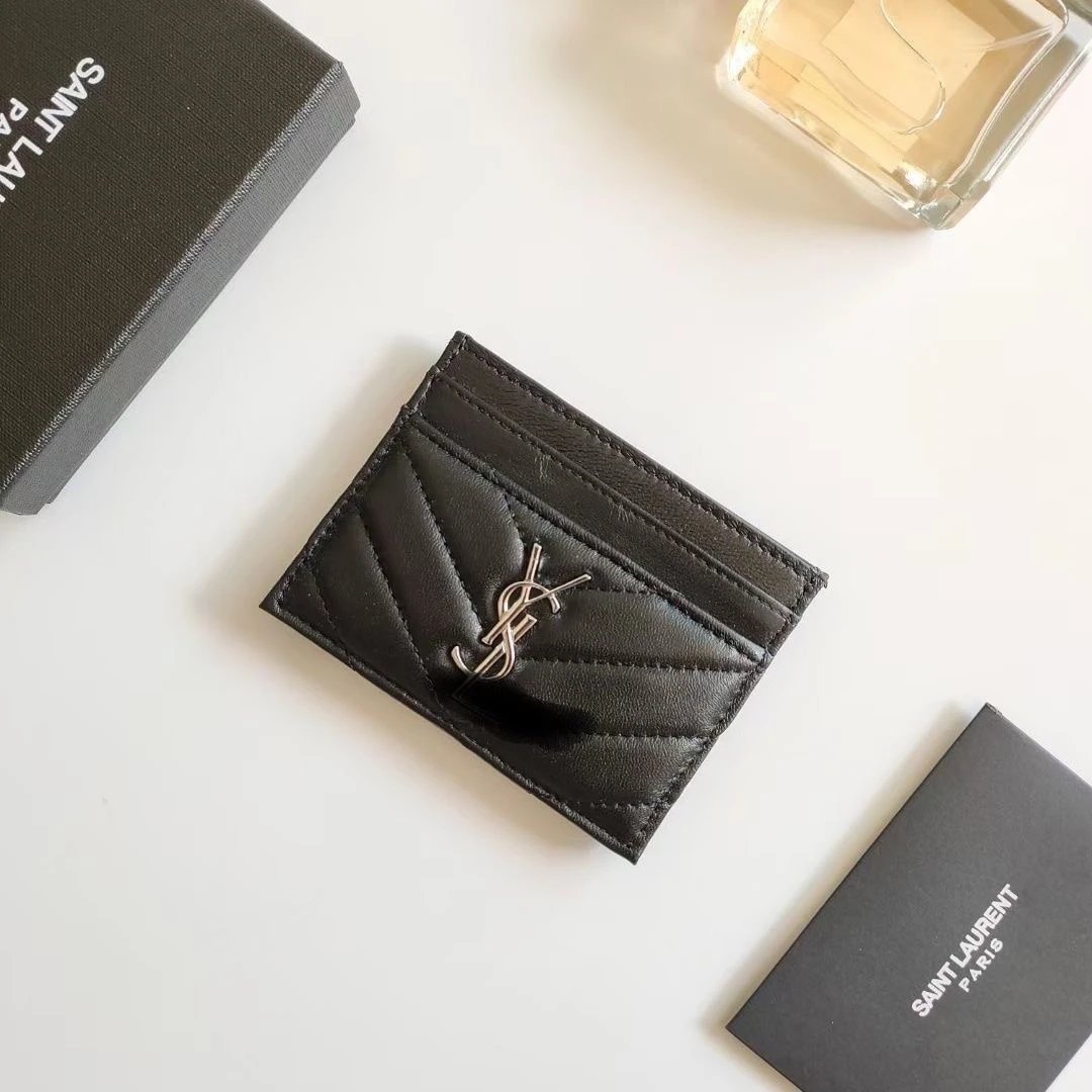 Saint Laurent Monogram Quilted Leather Card Holder Black - 14