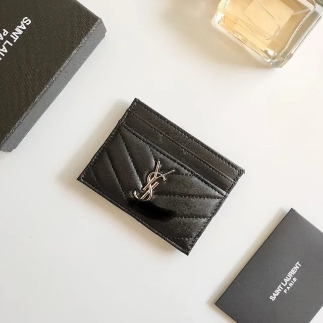 Saint Laurent Wallets & Card Holders Quilted Chevron Monogram Holder product detail image 13