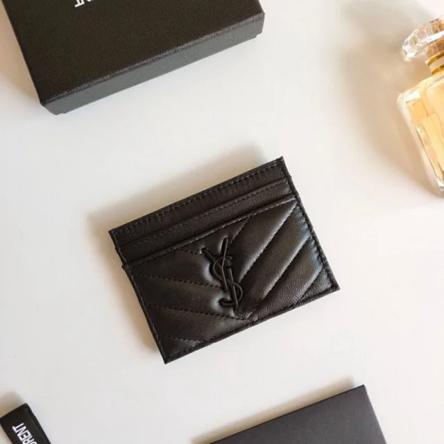 Saint Laurent Wallets & Card Holders Quilted Chevron Monogram Holder product detail image 5